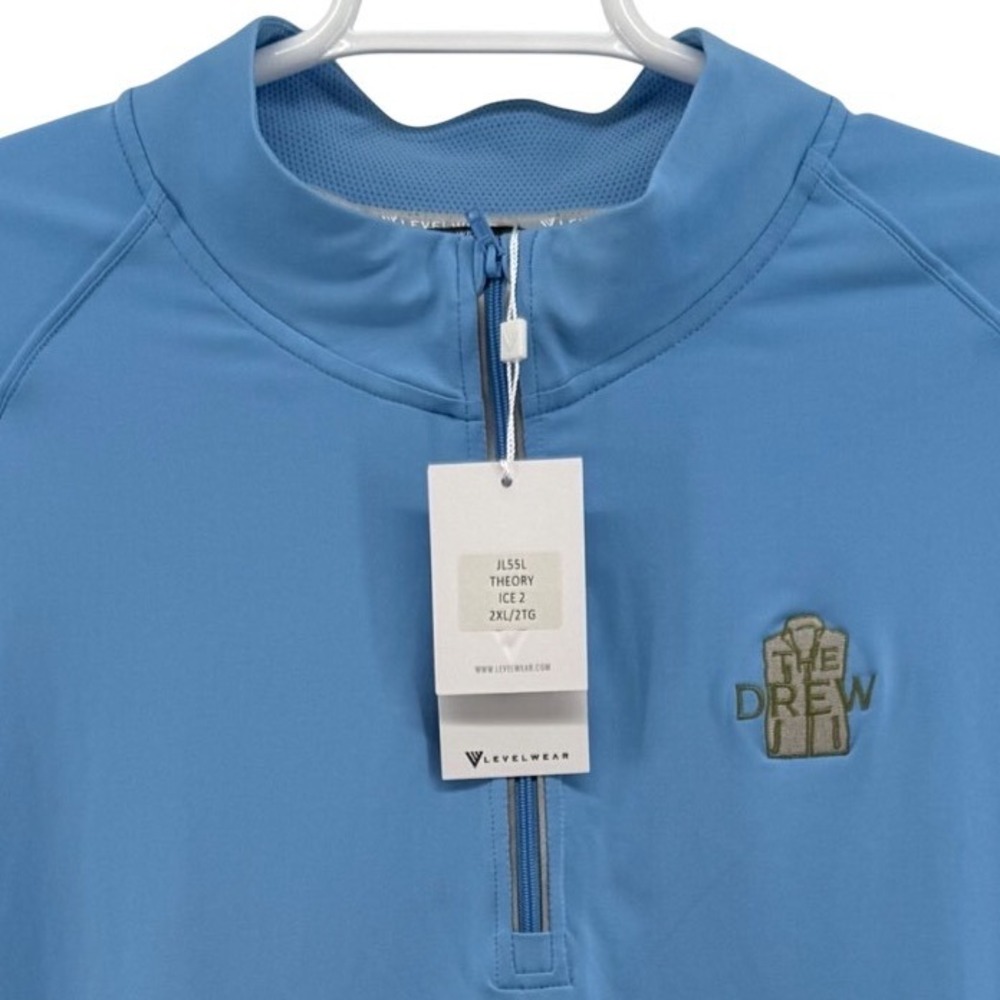 Levelwear Mens Theory Ice 2 Quarter Zip Blue The Drew GA PGA Pullover 2XL NWT